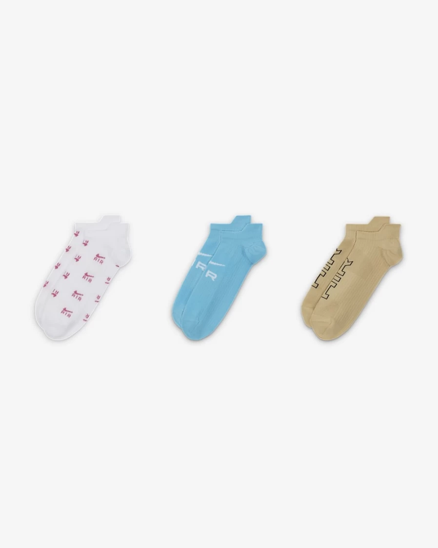 Nike Women's Air Everyday Plus Lightweight No-Show Socks Multi-Color 3-Pack