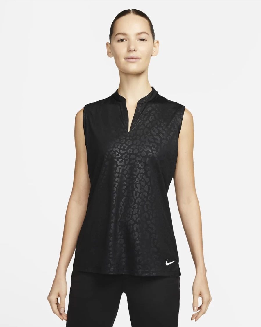 Nike Dri-FIT Victory Women's Black/White Sleeveless Golf Polo Shirt for Women