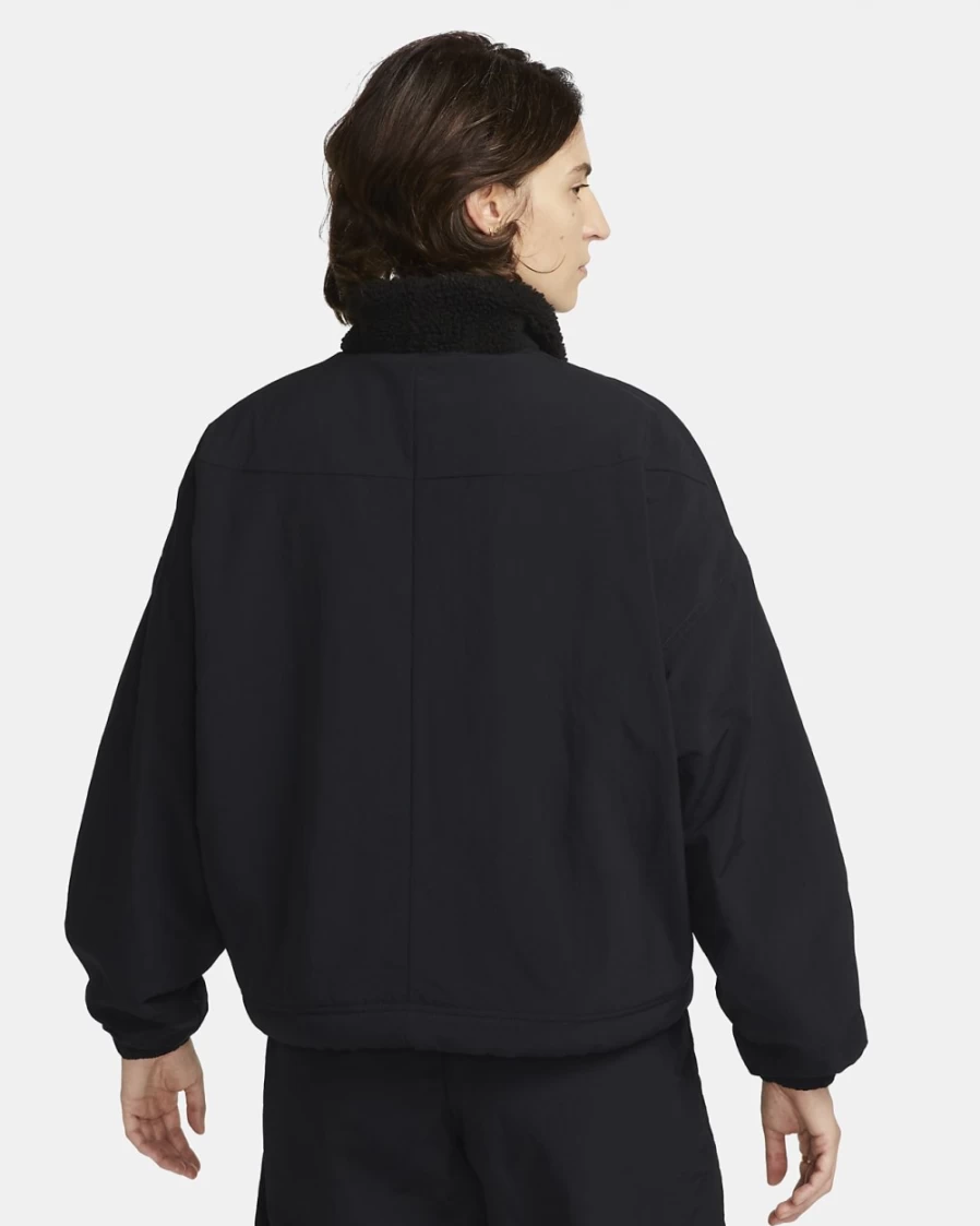 Nike Women's Fleece-Lined Woven Jacket - Black & White Sportswear Essential