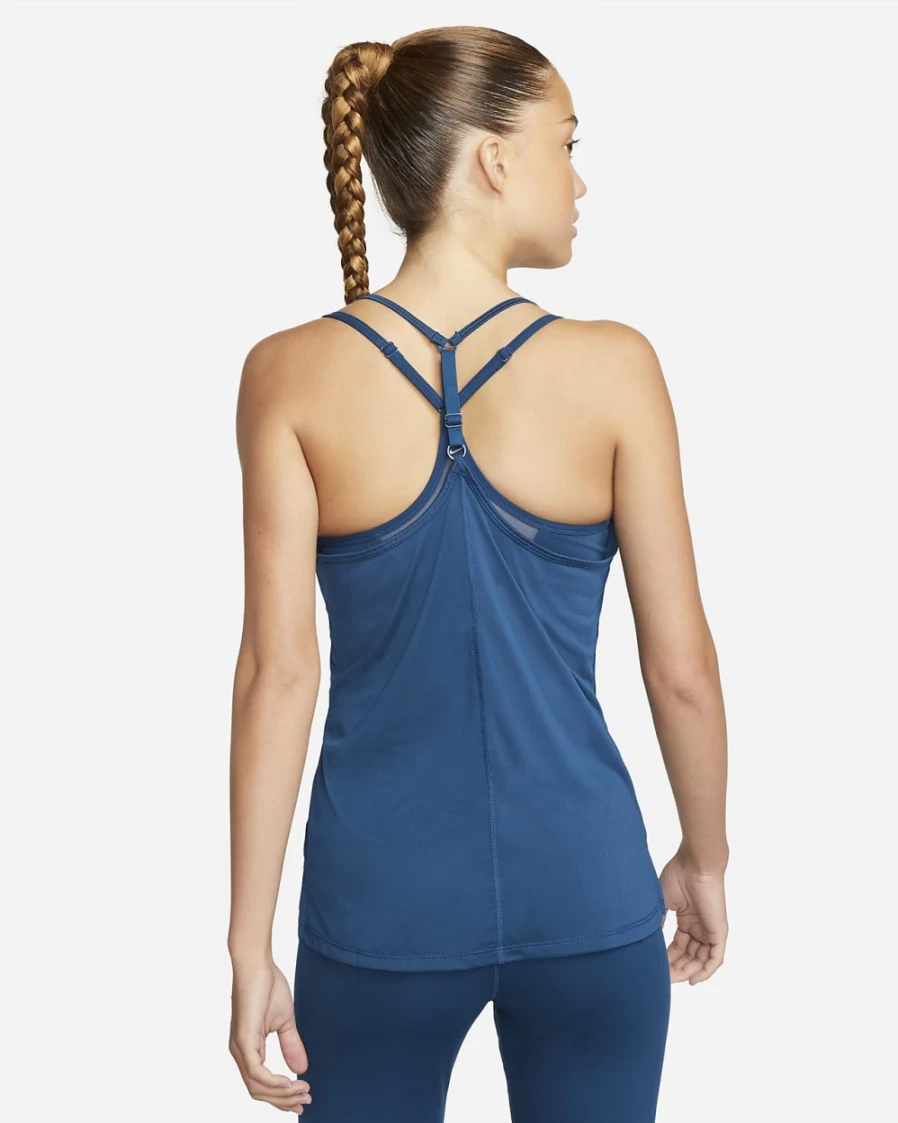 Nike Dri-FIT One Elastika Women's Tank Top - Valerian Blue/White - Moisture-Wicking & Breathable Workout Top