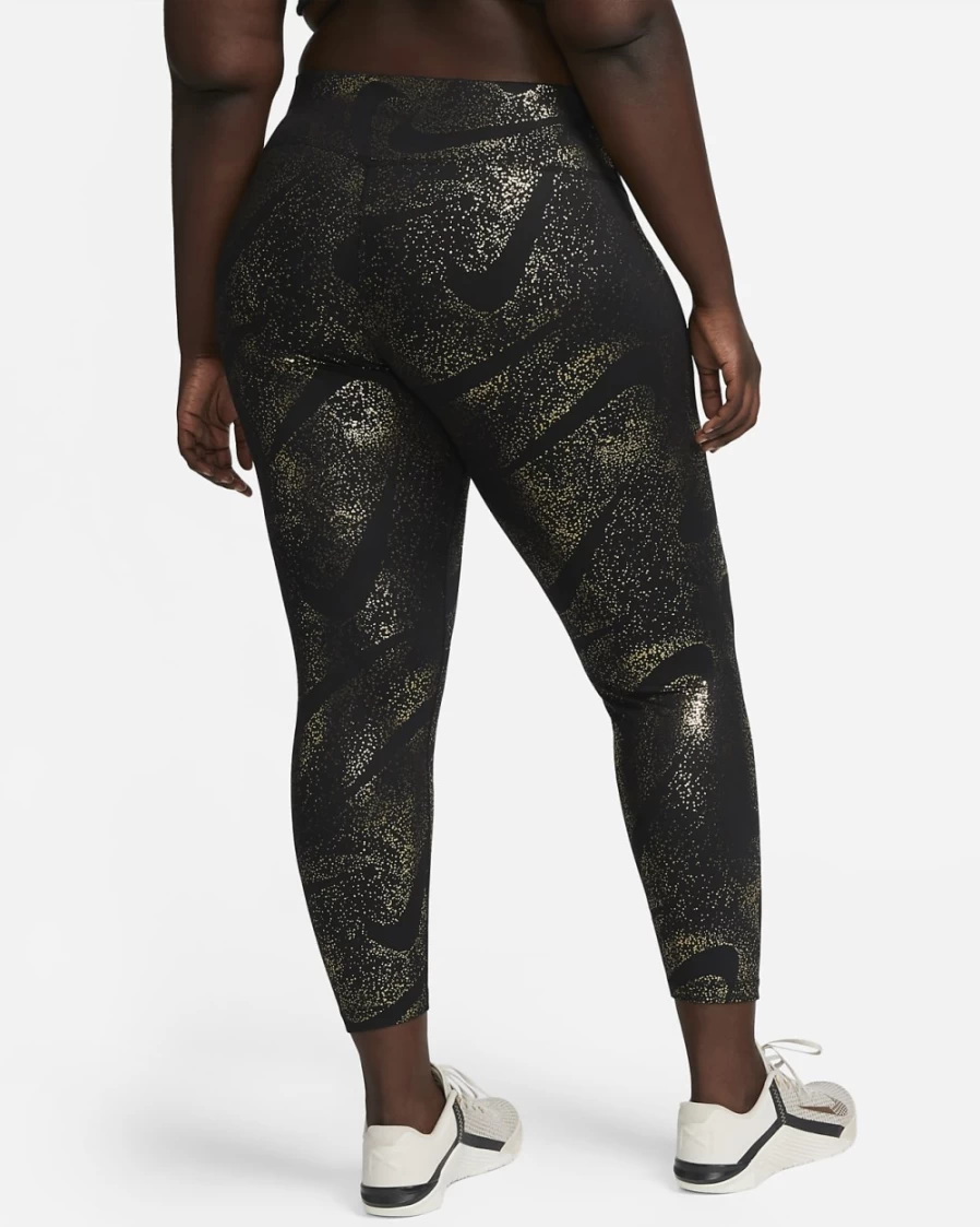 Nike One Women's Plus Size Mid-Rise Printed Leggings - Black/White Athletic Workout Tights