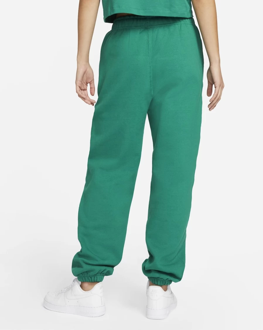 Nike Women's Solo Swoosh Fleece Pants - Mystic Green & White Comfort Fit
