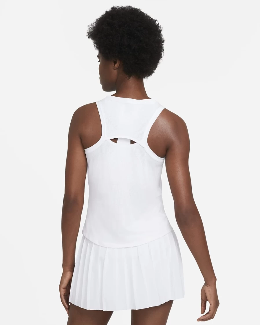 Nike Women's Tennis Tank Top - White/Black - Court Victory Athletic Shirt