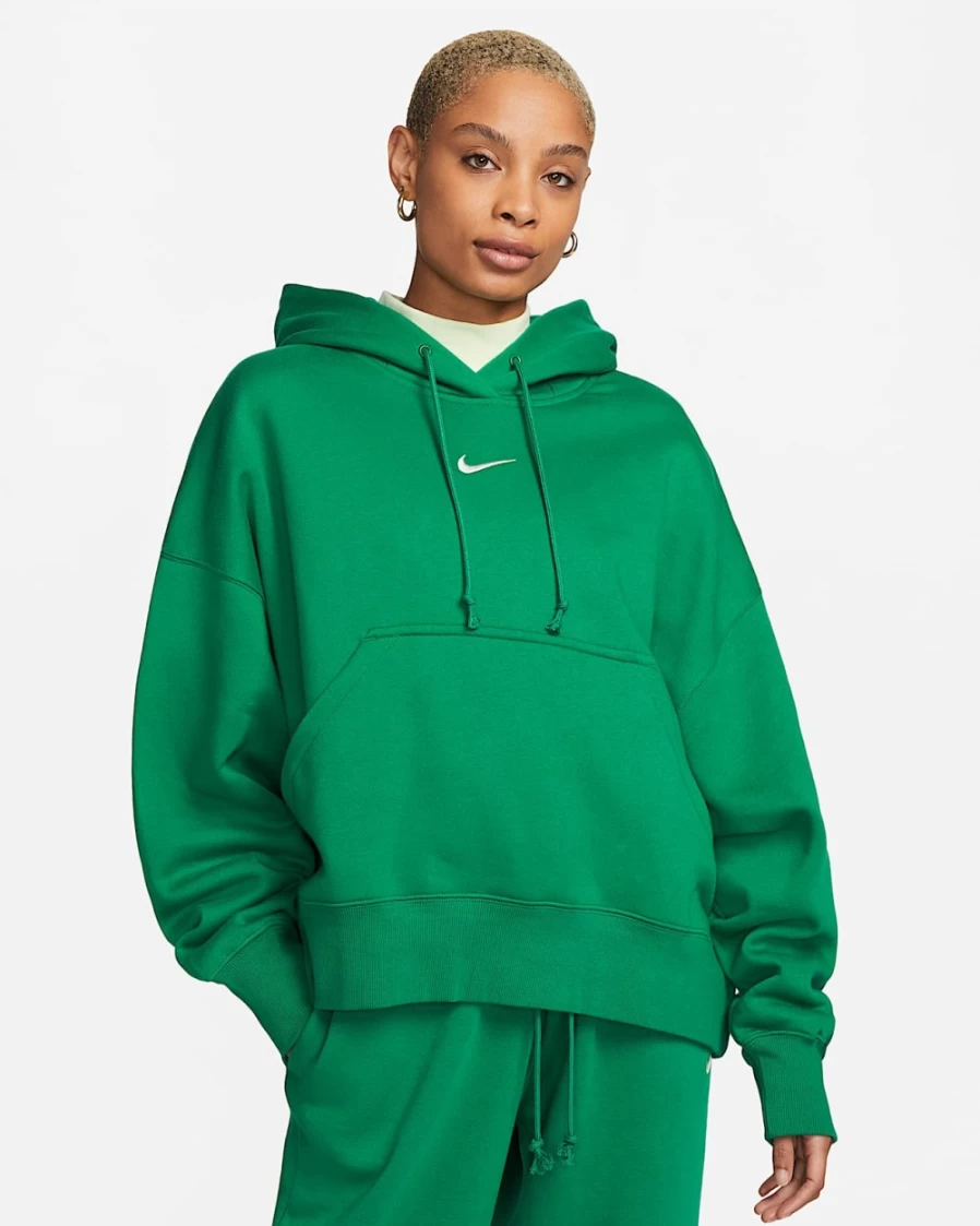Nike Women's Malachite/Sail Phoenix Fleece Oversized Pullover Hoodie - Sportswear