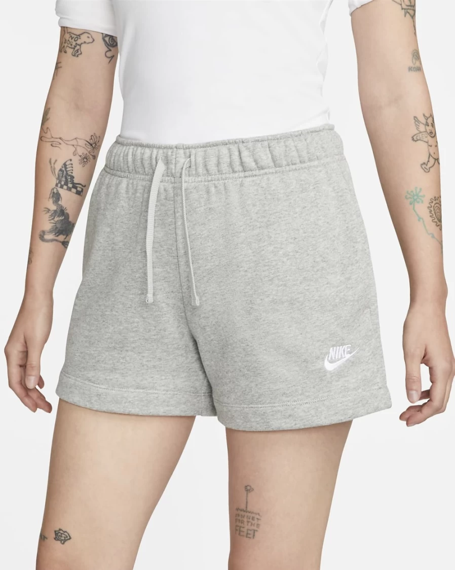 Nike Women's Dark Grey Heather/White Club Fleece Mid-Rise Athletic Shorts | Sportswear Collection