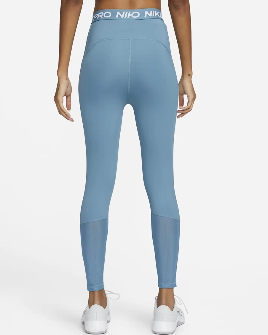 Nike Pro 365 Women's High-Waisted 7/8 Leggings with Mesh Panel in Noise Aqua/White