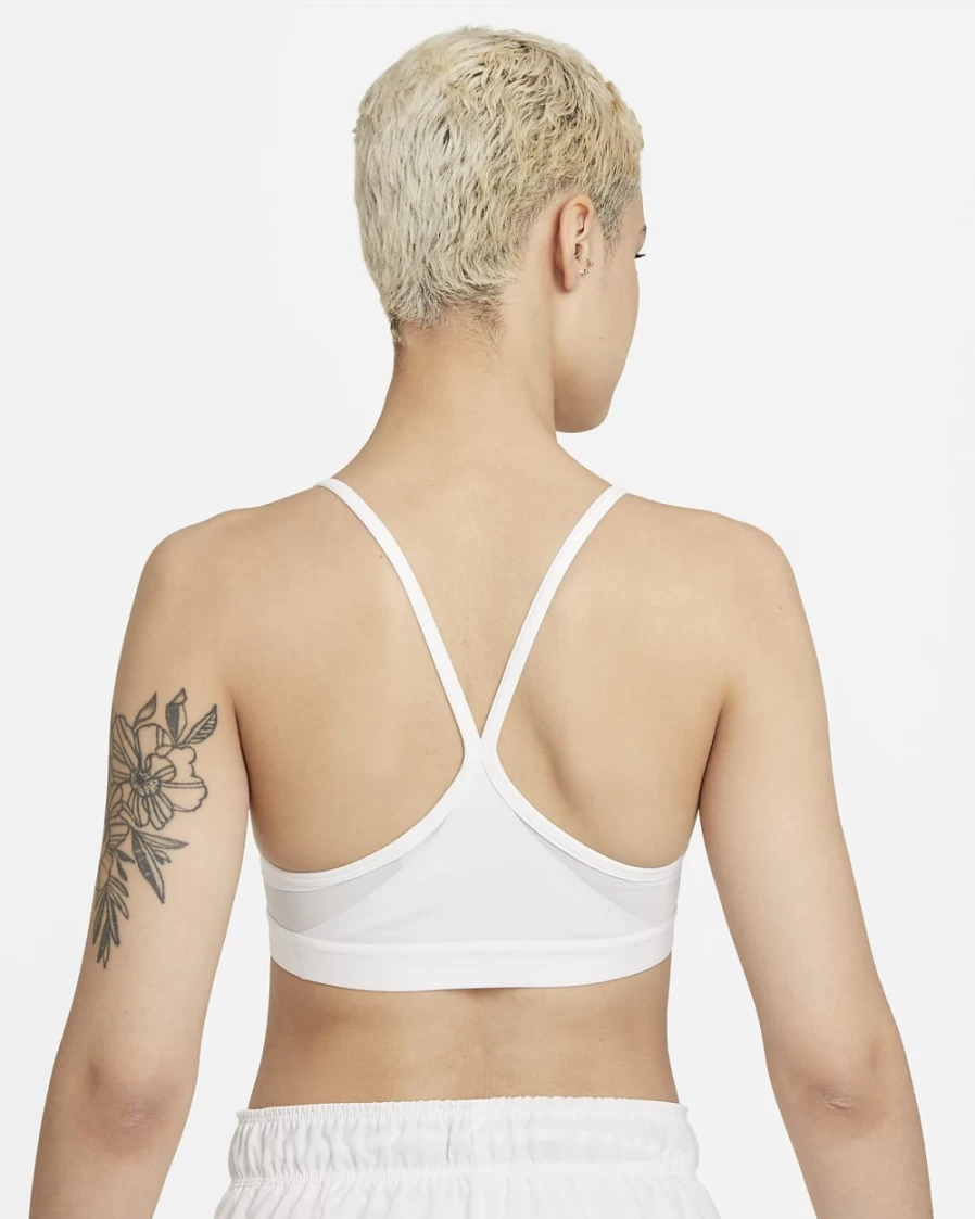 Nike Indy Women's Light-Support Sports Bra - White, Grey Fog, Particle Grey - Padded U-Neck Design