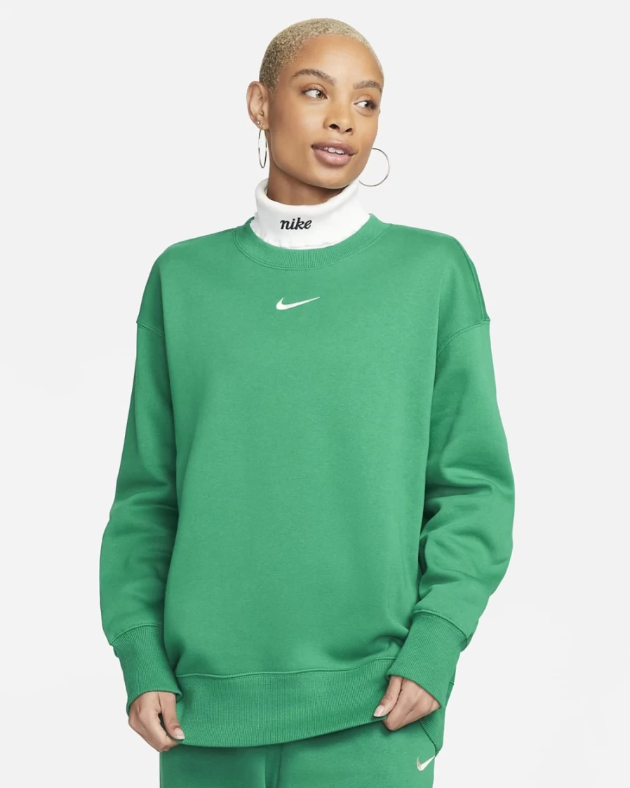 Nike Women's Malachite/Sail Oversized Phoenix Fleece Crewneck Sweatshirt - Sportswear