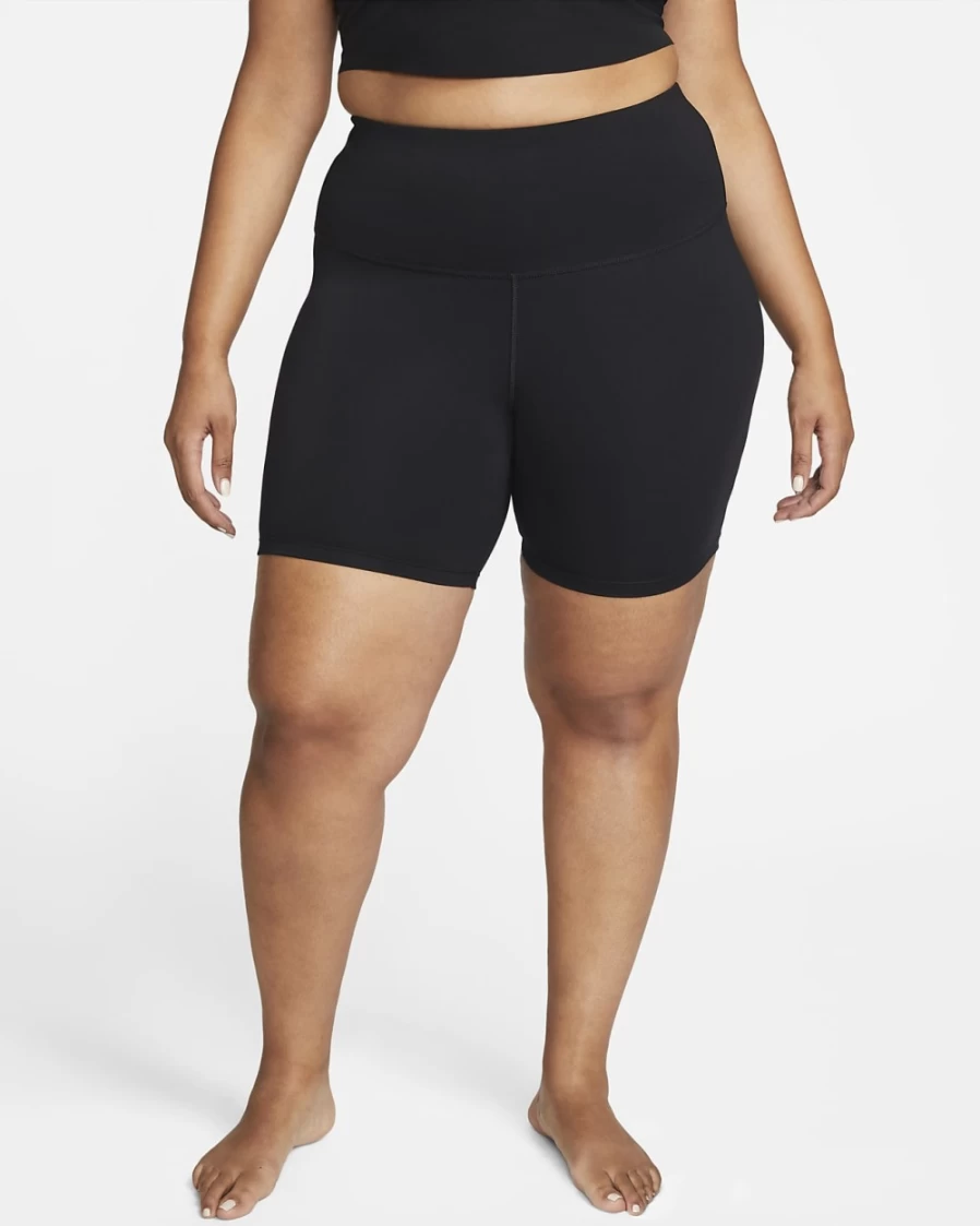 Nike Women's High-Waisted Yoga Shorts 7" - Plus Size Black & Iron Grey Workout Shorts