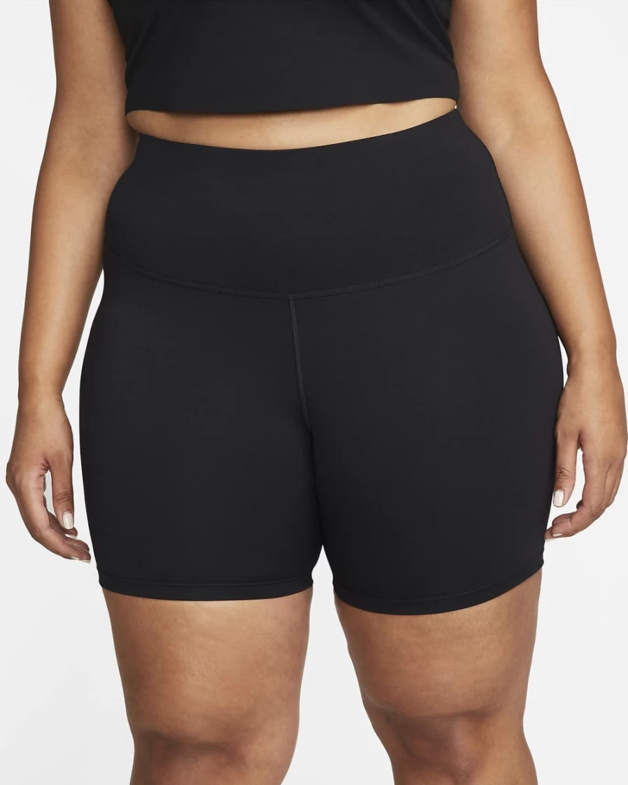 Nike Women's High-Waisted Yoga Shorts 7" - Plus Size Black & Iron Grey Workout Shorts