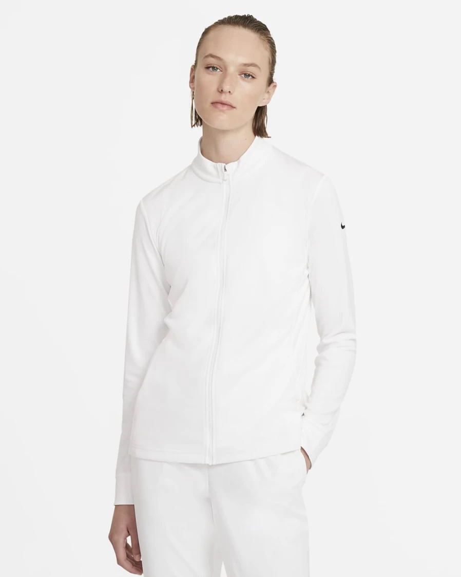 Nike Dri-FIT UV Victory Women's White/Black Full-Zip Golf Top - Moisture-Wicking & Sun Protection
