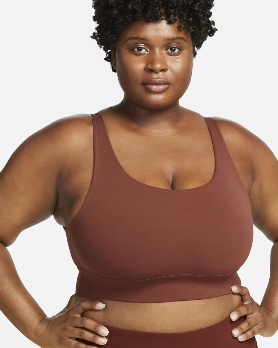 Nike Women's Alate Solo Light-Support Longline Sports Bra - Dark Pony/Iron Grey - Plus Size Non-Padded Activewear