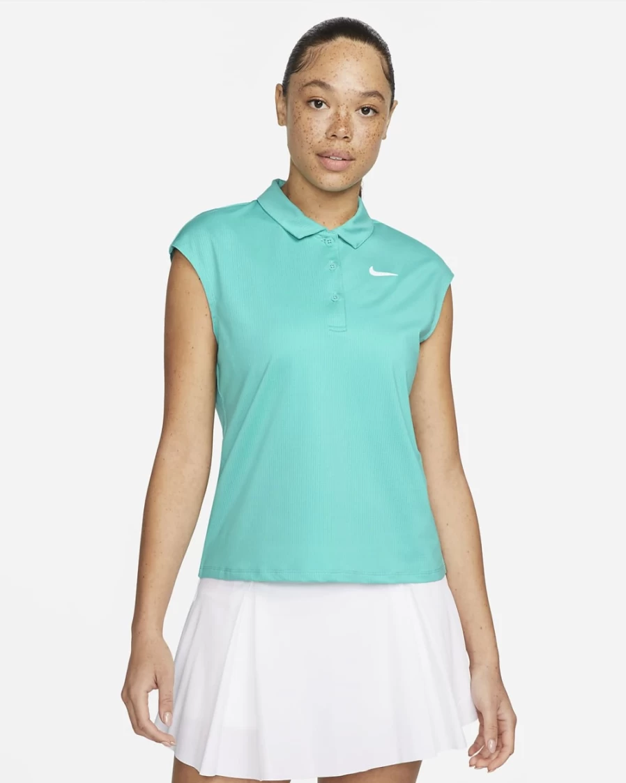 NikeCourt Victory Women's Tennis Polo - Washed Teal/White - Nike Women's Performance Tennis Shirt