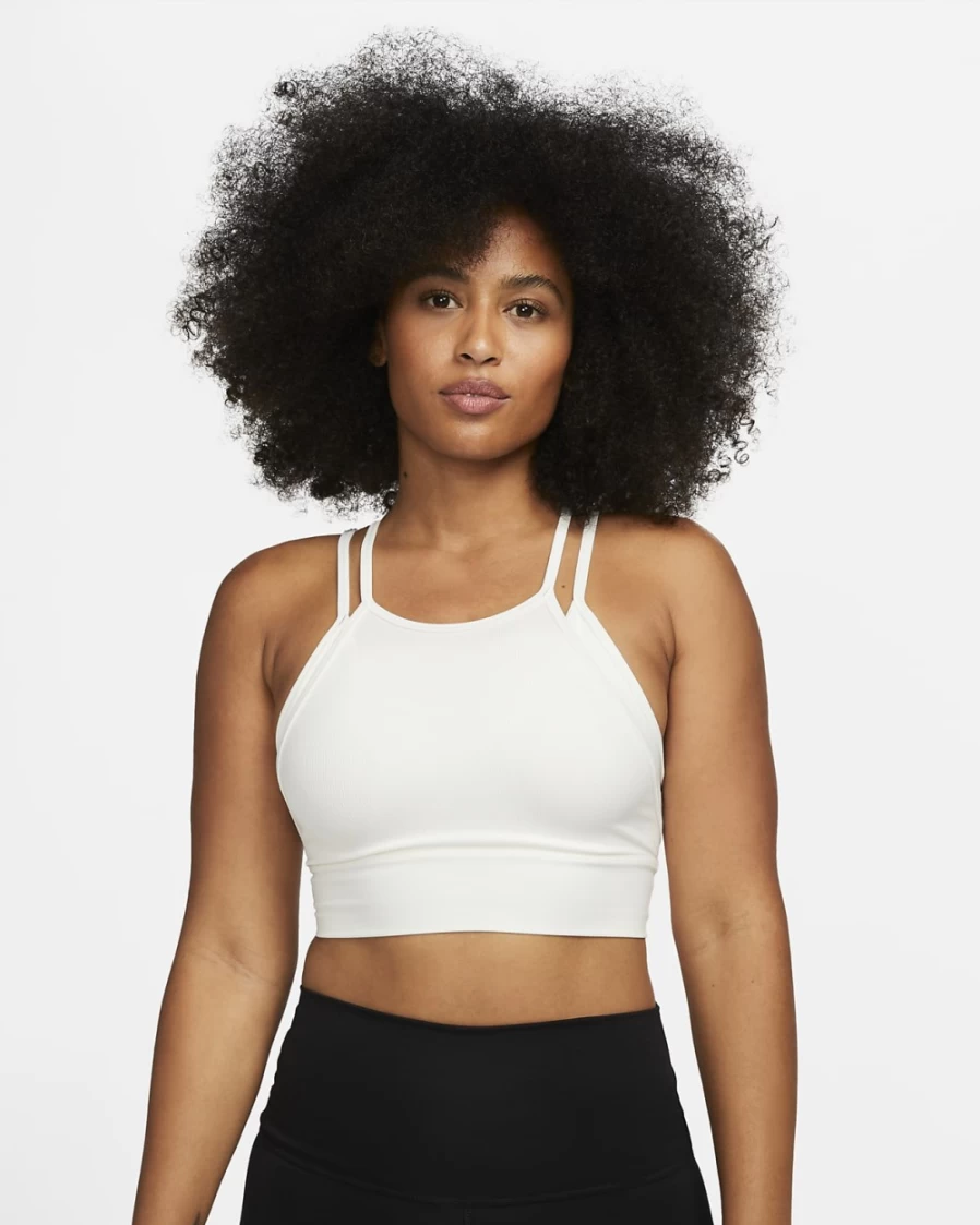 Nike Indy Strappy Women's Light-Support Padded Longline Sports Bra in Sail/White