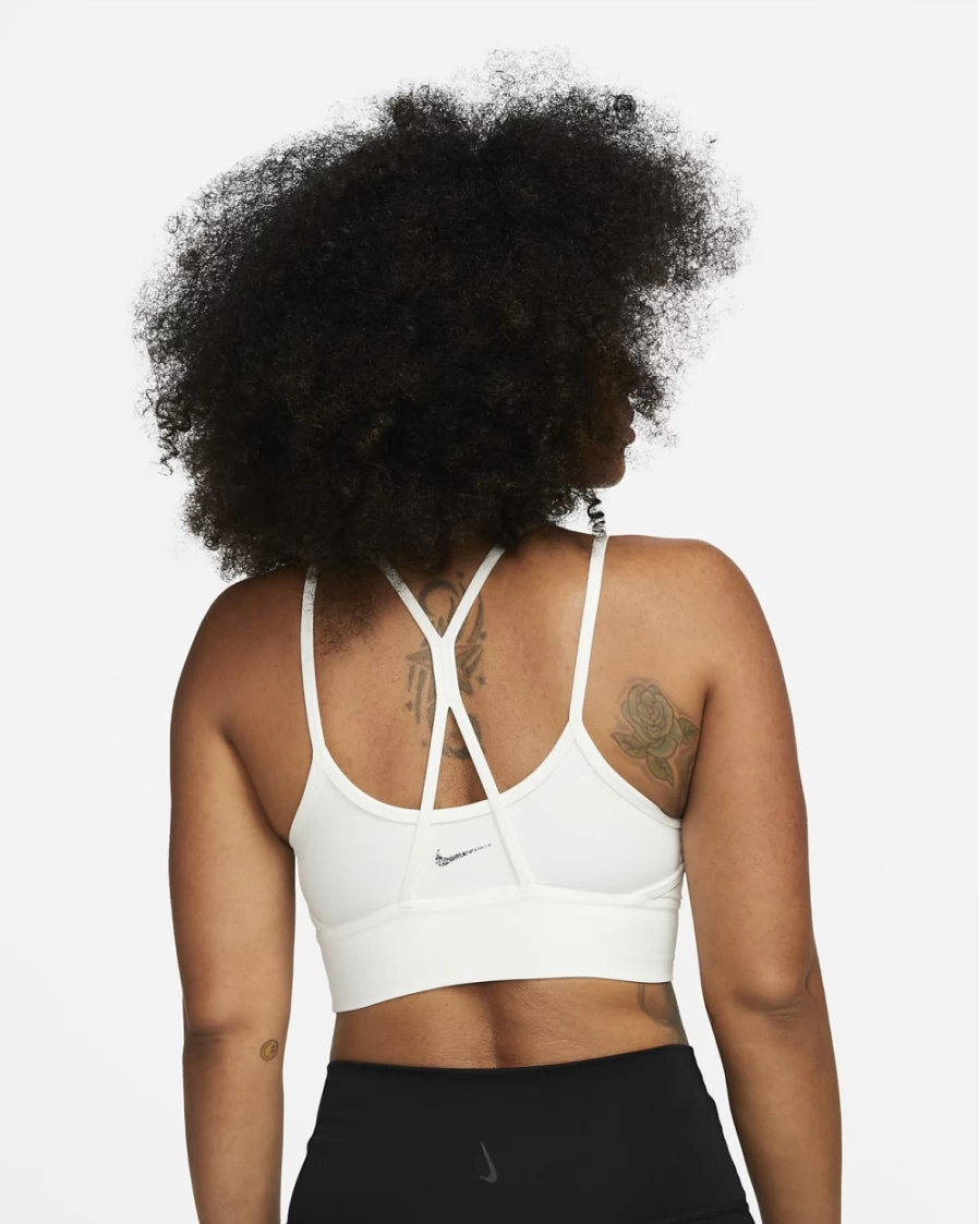 Nike Indy Strappy Women's Light-Support Padded Longline Sports Bra in Sail/White