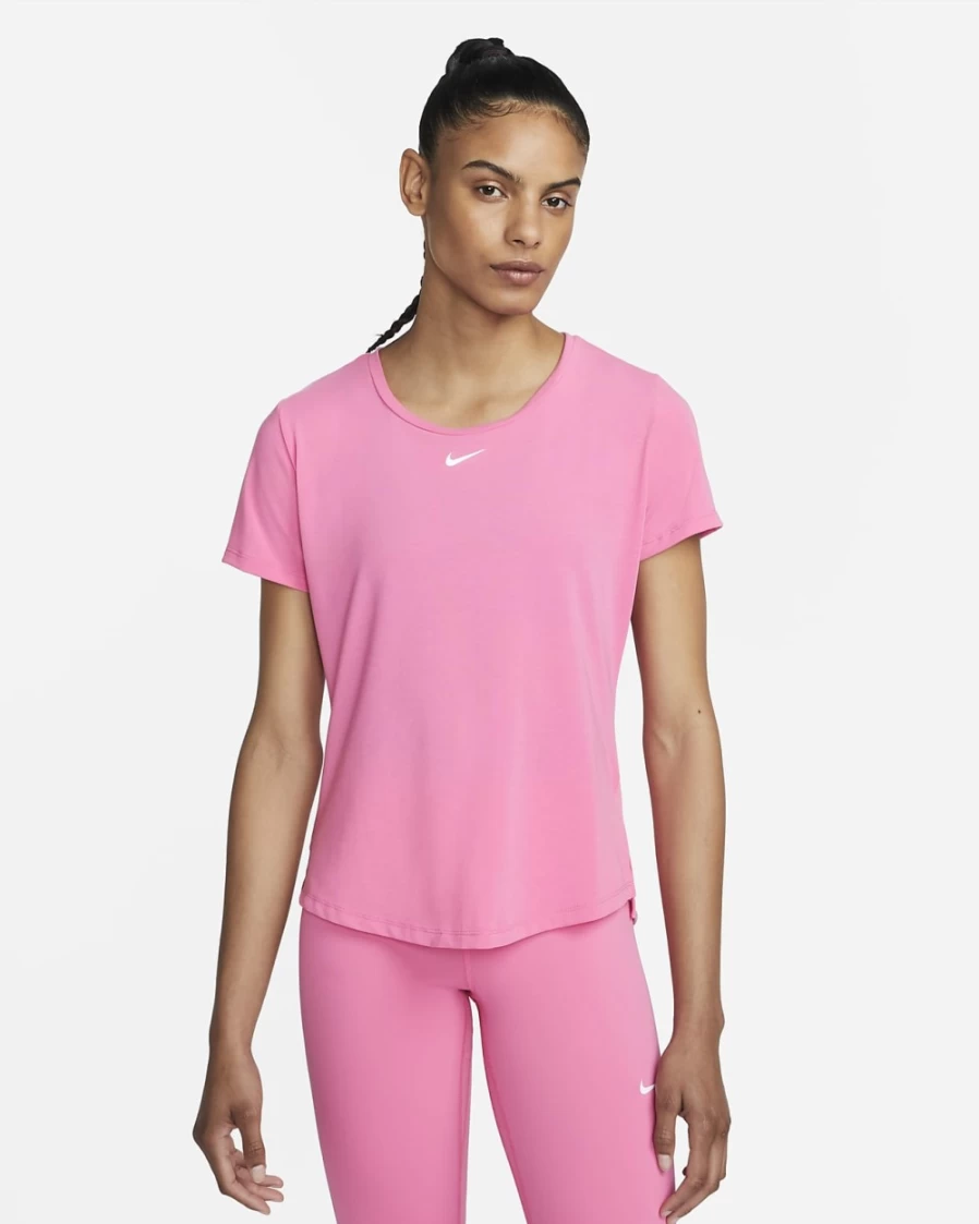 Nike Dri-FIT UV One Luxe Women's Standard Fit Short-Sleeve Top in Pinksicle | Moisture-Wicking & Sun Protection