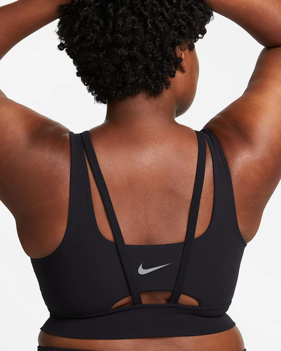 Nike Dri-FIT Alate Ellipse Women's Medium-Support Longline Sports Bra - Plus Size, Black/Sail