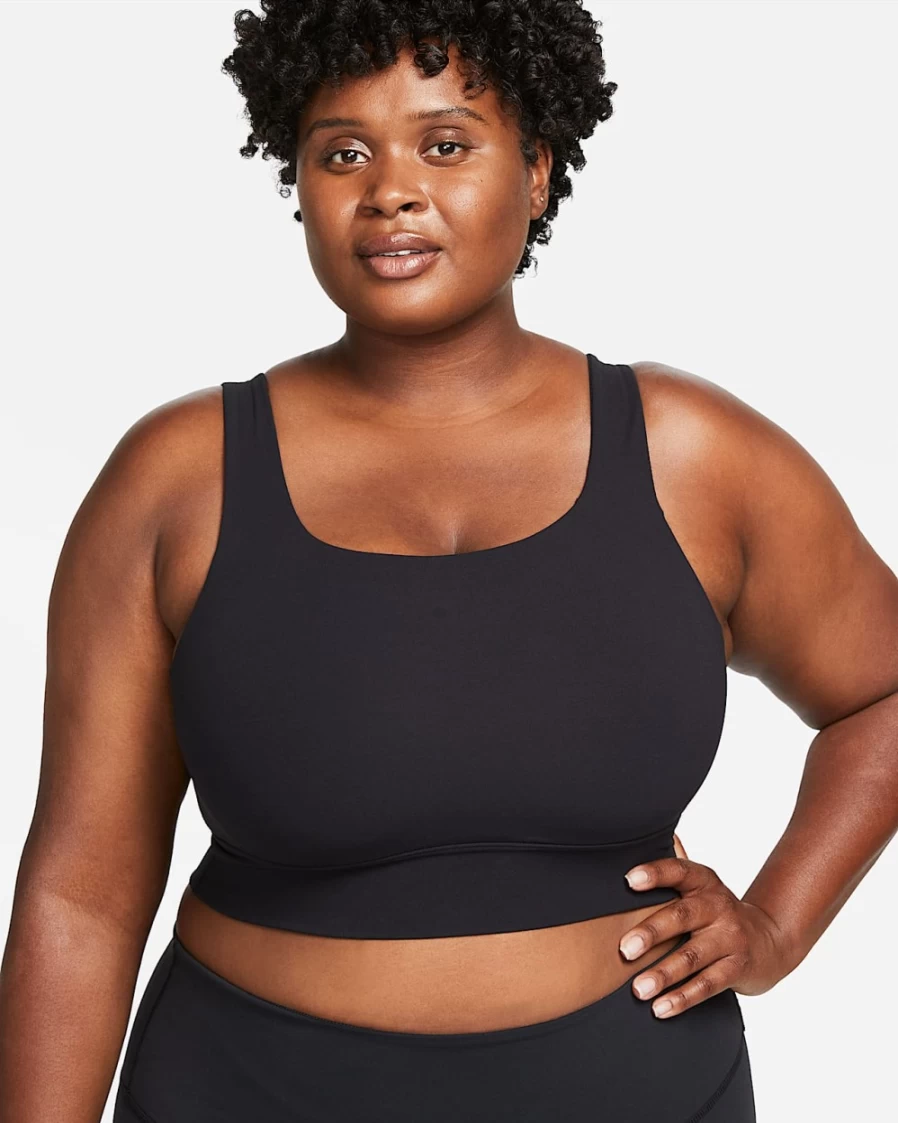 Nike Dri-FIT Alate Ellipse Women's Medium-Support Longline Sports Bra - Plus Size, Black/Sail