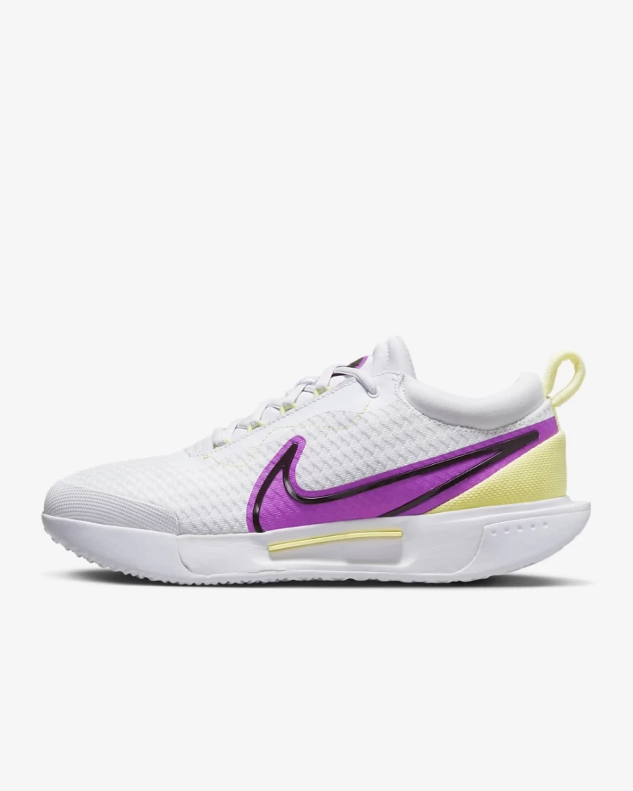 Nike Women's Air Zoom Pro Tennis Shoes - White/Citron Tint/Earth/Fuchsia Dream - Hard Court Fitness Footwear