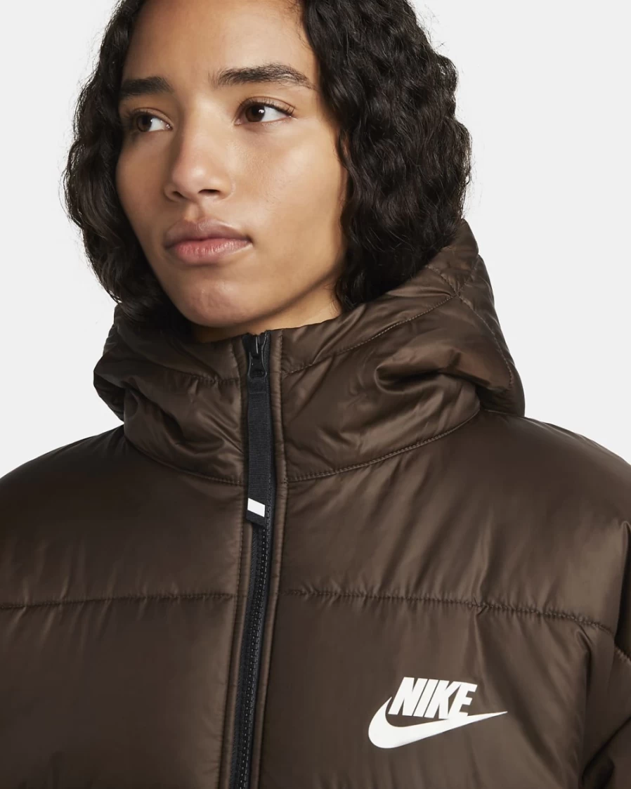 Nike Therma-FIT Repel Women's Water-Resistant Hooded Parka Jacket in Baroque Brown/Black/White