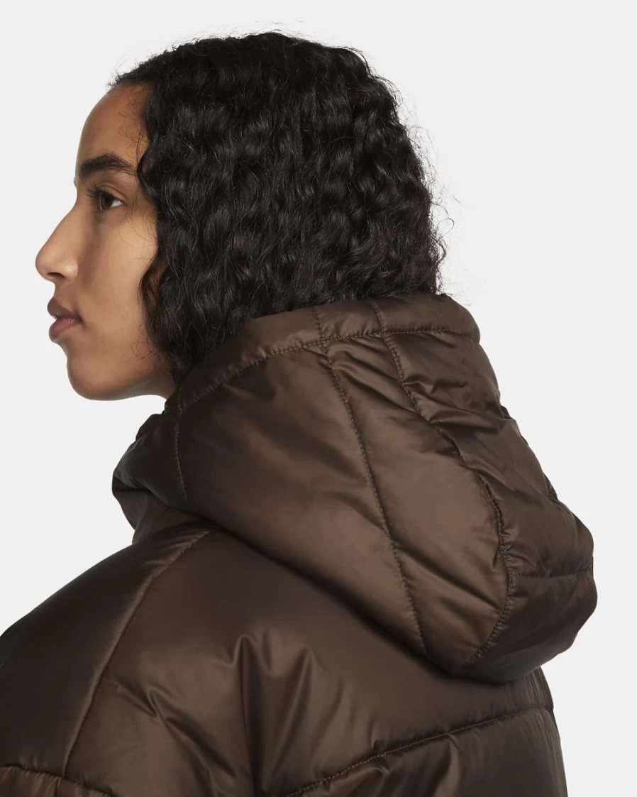 Nike Therma-FIT Repel Women's Water-Resistant Hooded Parka Jacket in Baroque Brown/Black/White