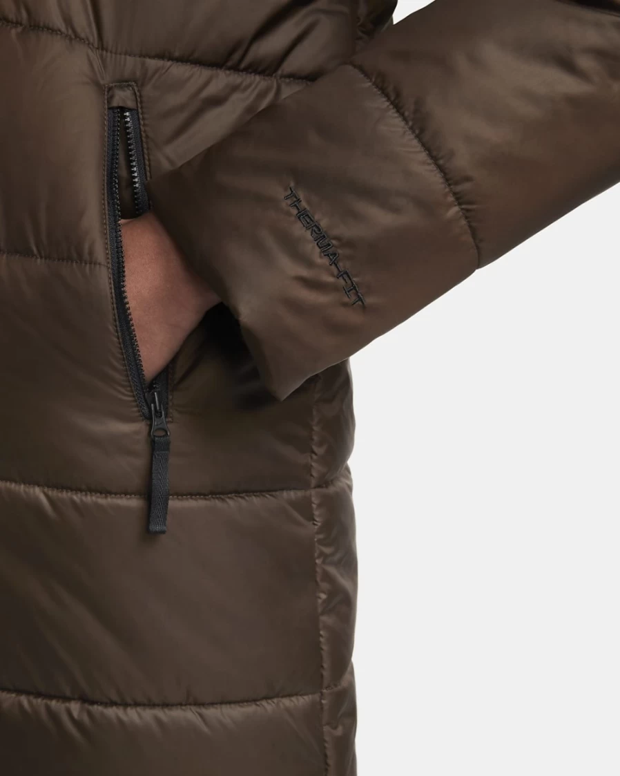 Nike Therma-FIT Repel Women's Water-Resistant Hooded Parka Jacket in Baroque Brown/Black/White