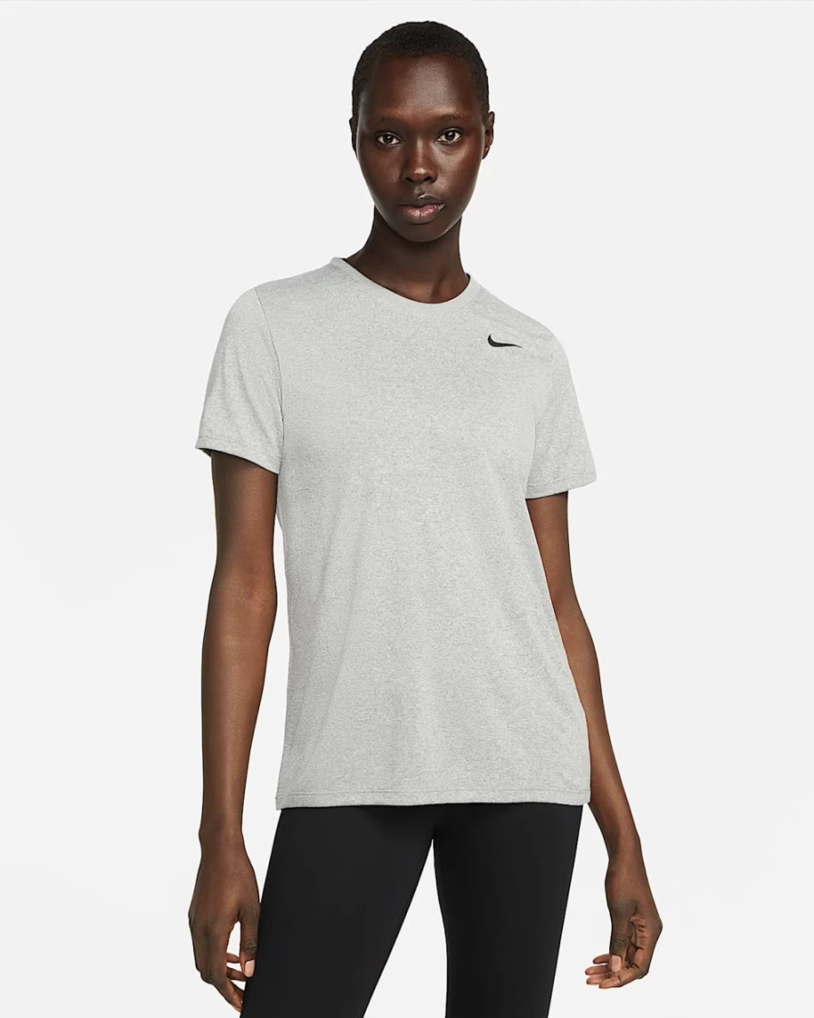 Nike Dri-FIT Women's T-Shirt - Moisture-Wicking, Breathable, Tumbled Grey, Flat Silver, Heather, Black Options