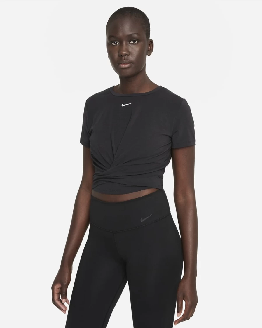 Nike Dri-FIT One Luxe Women's Black Cropped Short-Sleeve Workout Top