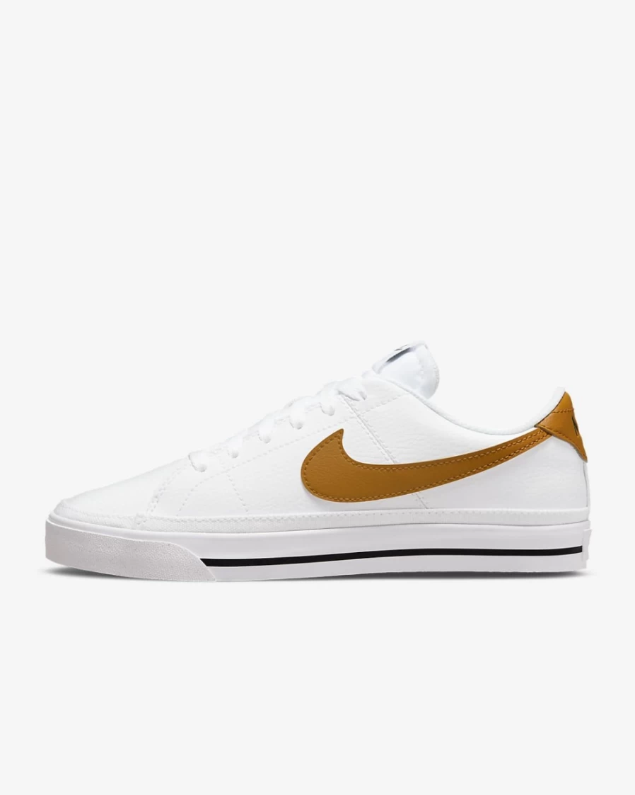 Nike Court Legacy Next Nature Women's Shoes - White/Volt/Black/Gold Suede Sneakers for Women
