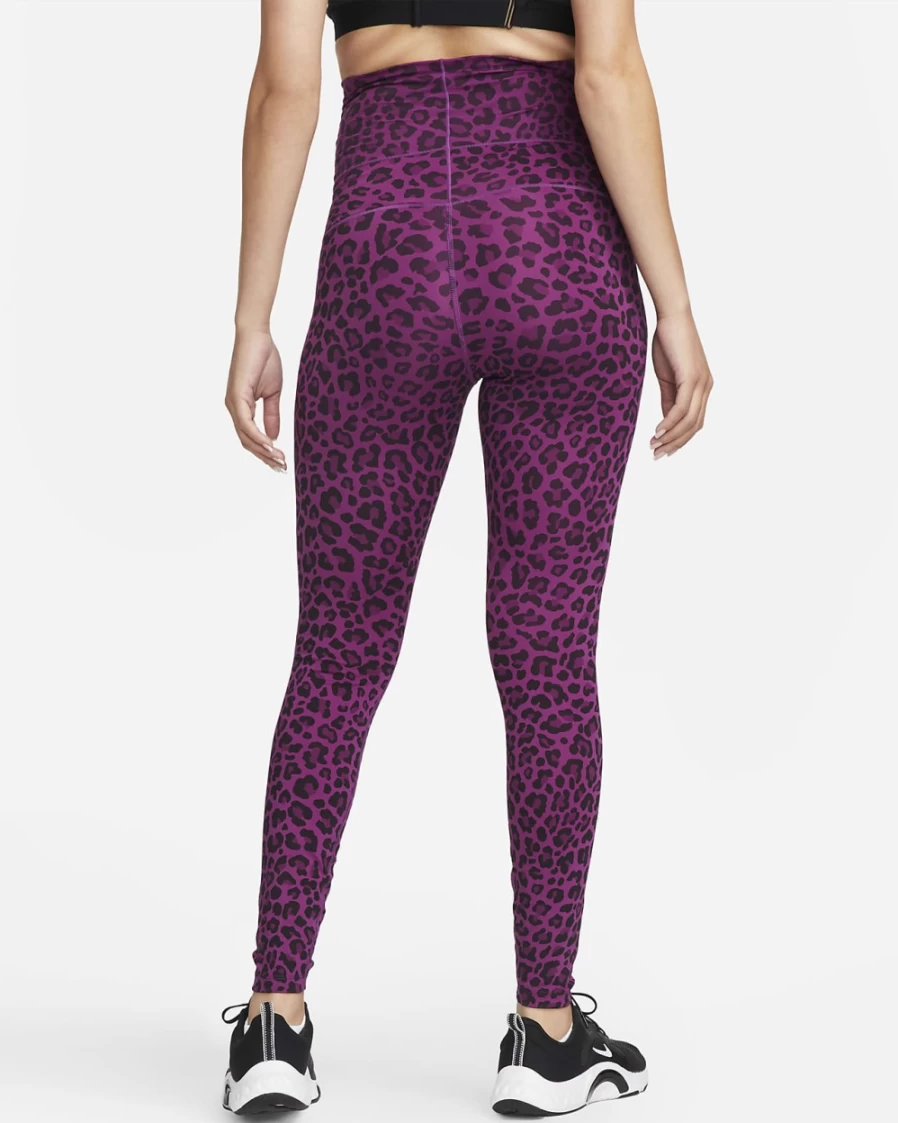 Nike Women's High-Waisted Leggings - Viotech/White Leopard Print Maternity Yoga Pants