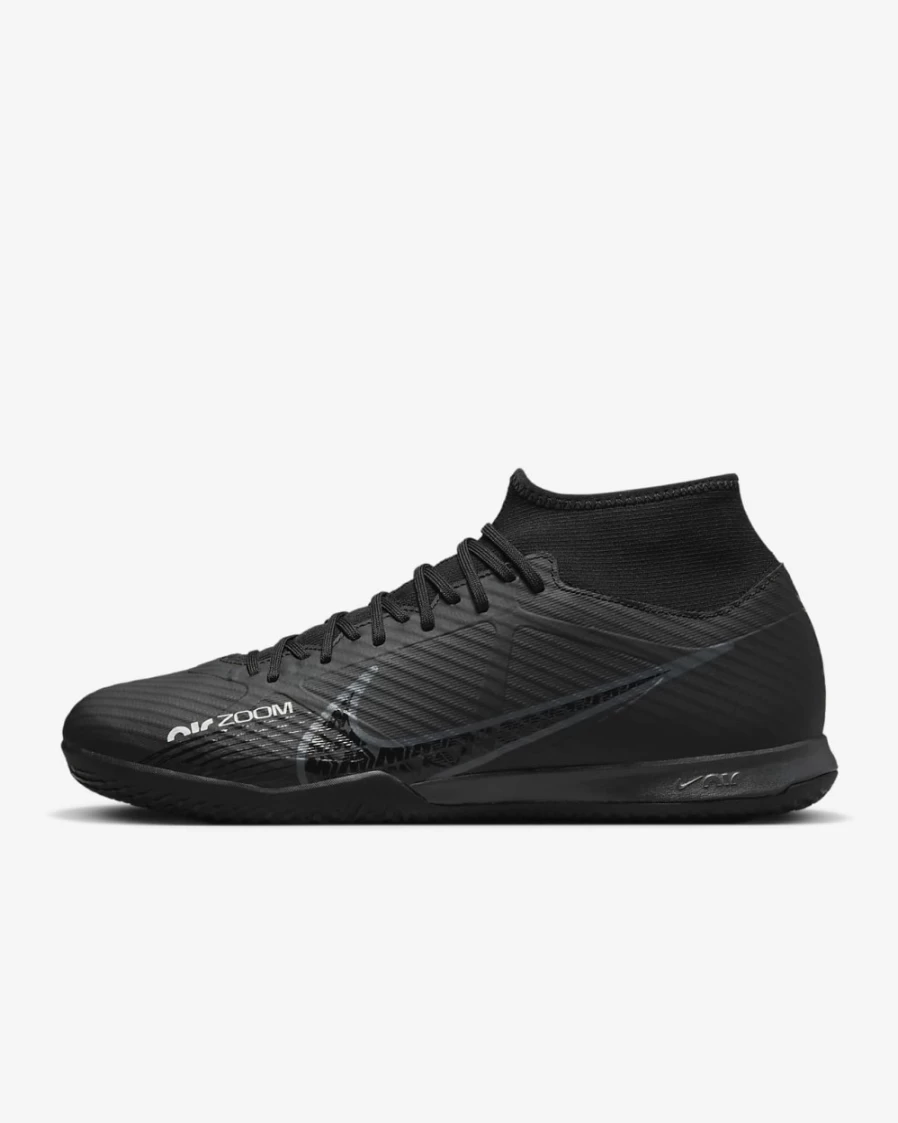 Nike Zoom Mercurial Superfly 9 Academy IC Indoor Court Soccer Shoes for Men & Women - Black/Summit White/Volt/Dark Smoke Grey