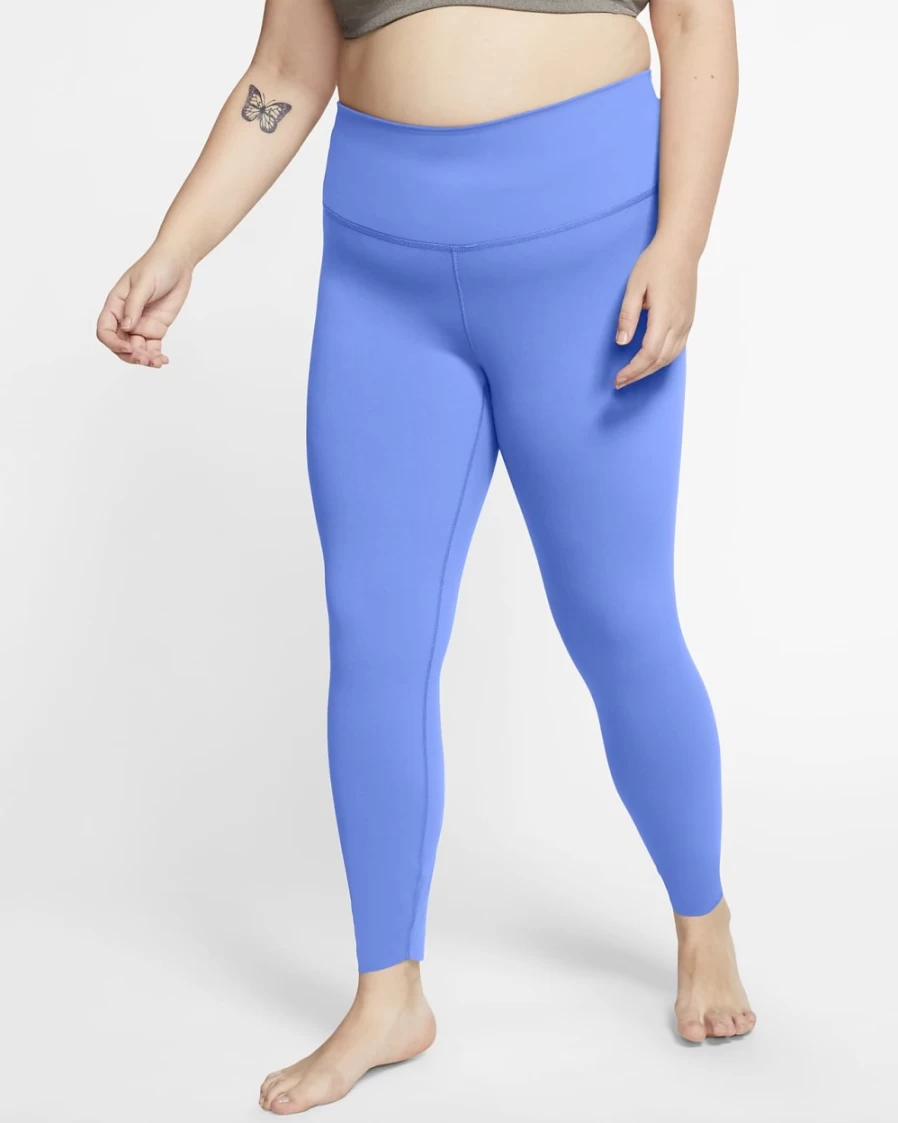 Nike Women's High-Waisted 7/8 Yoga Leggings in Royal Pulse/Aluminum - Plus Size Infinalon Workout Pants