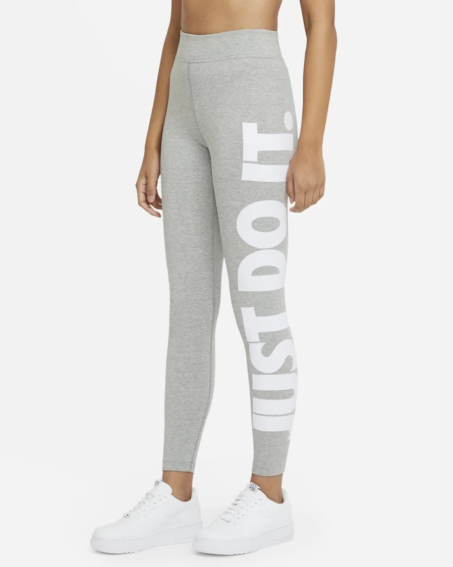 Nike Women's High-Waisted Graphic Leggings - Dark Grey Heather/White | Sportswear Essential