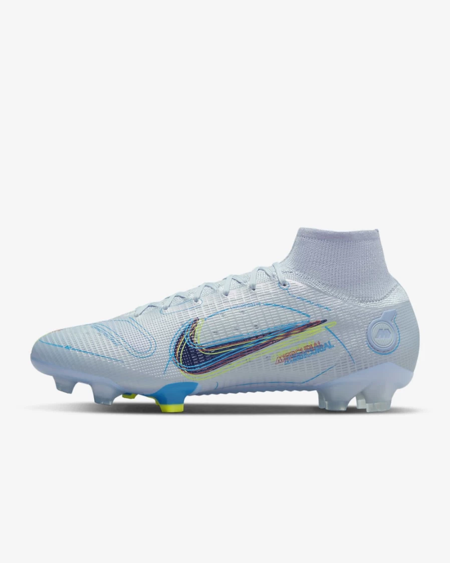 Nike Mercurial Superfly 8 Elite FG Firm-Ground Soccer Cleats for Men & Women - Football Grey/Light Marine/Laser Blue/Blackened Blue