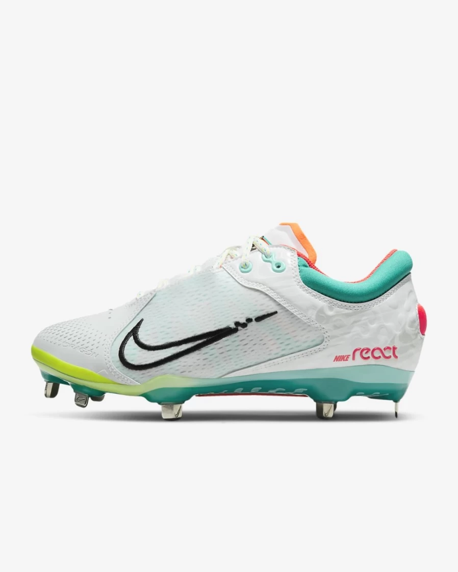 Nike Hyperdiamond 4 Elite Women's Softball Cleats - White/Turbo Green/Aurora Green/Black