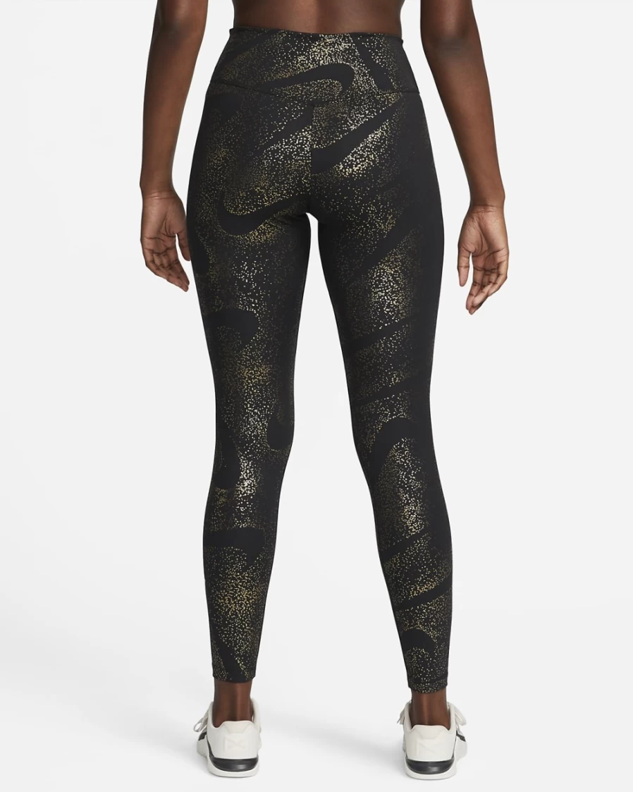 Nike Women's Black & White Printed Mid-Rise Leggings - One Collection