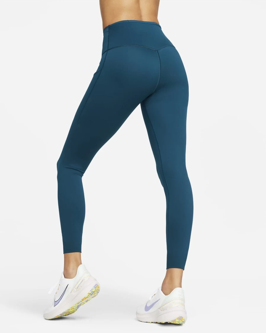 Nike Go Women's High-Waisted 7/8 Leggings with Pockets - Firm Support - Valerian Blue/Black