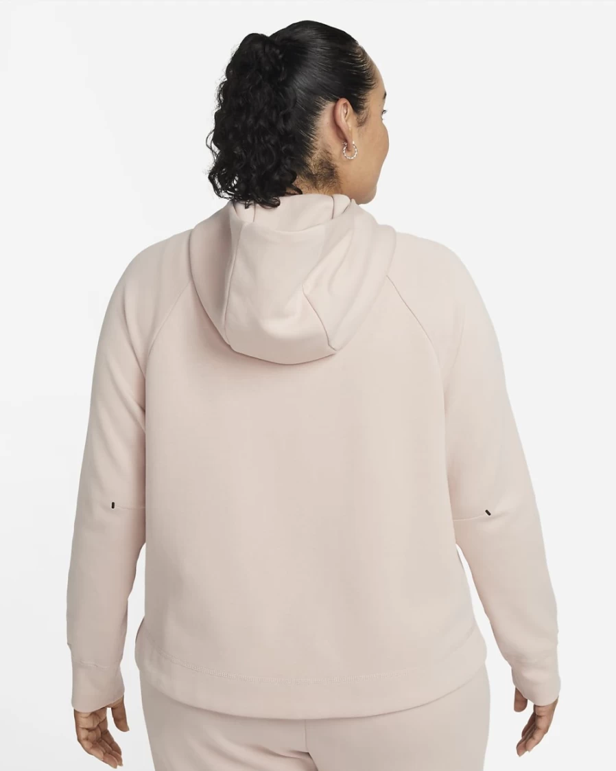 Nike Women's Plus Size Tech Fleece Windrunner Full-Zip Hoodie in Pink Oxford/Black