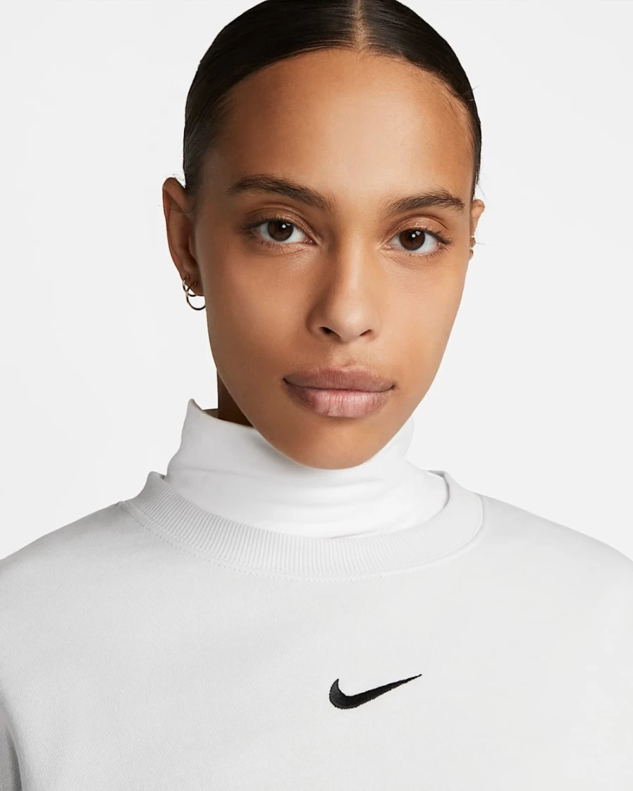 Nike Women's Phoenix Fleece Oversized Crewneck Sweatshirt in Photon Dust & Black | Sportswear Collection