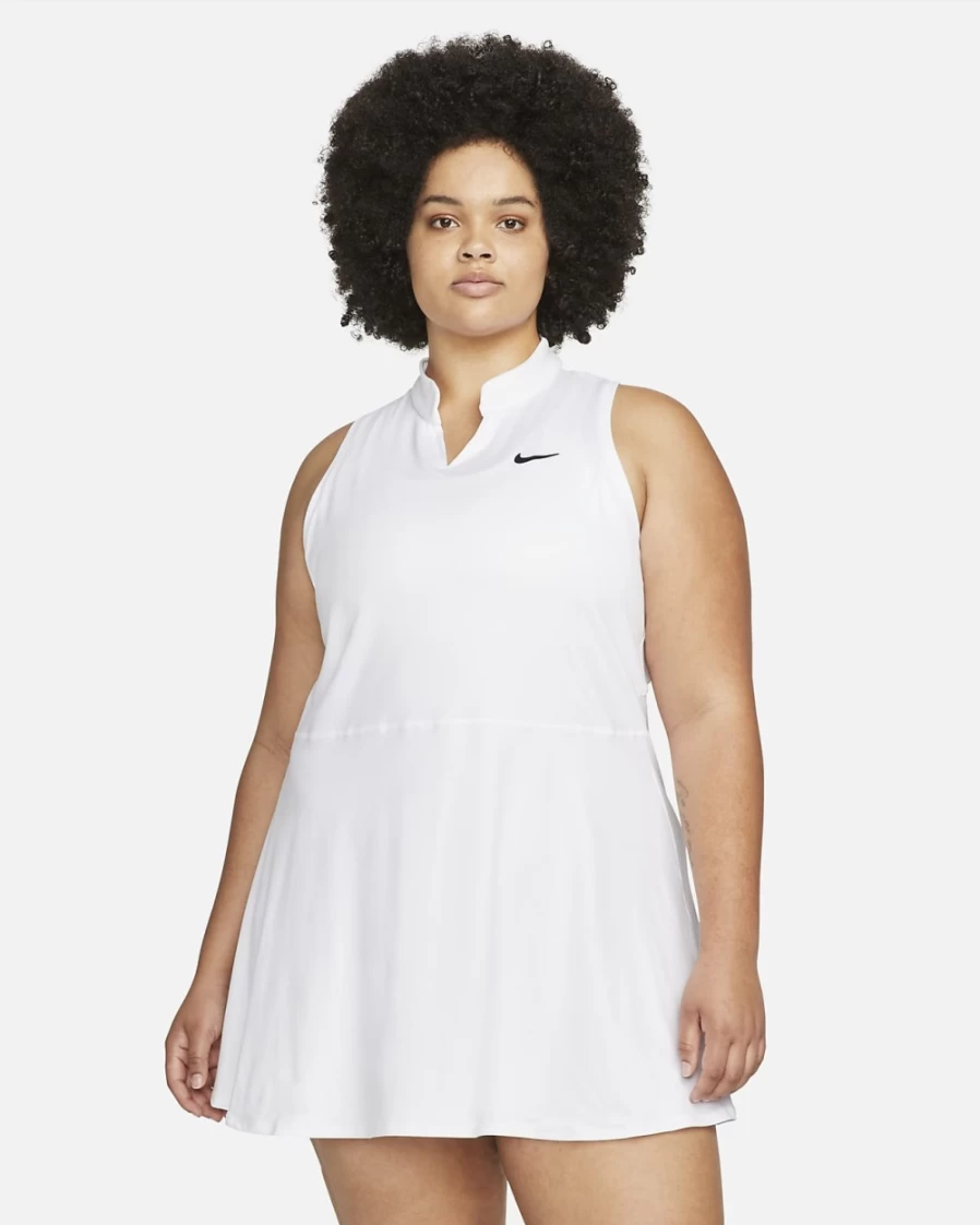 Nike Women's Plus Size Court Dri-FIT Victory Tennis Dress - White/Black
