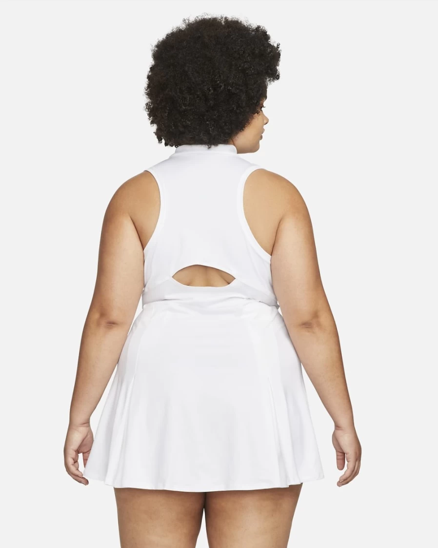 Nike Women's Plus Size Court Dri-FIT Victory Tennis Dress - White/Black