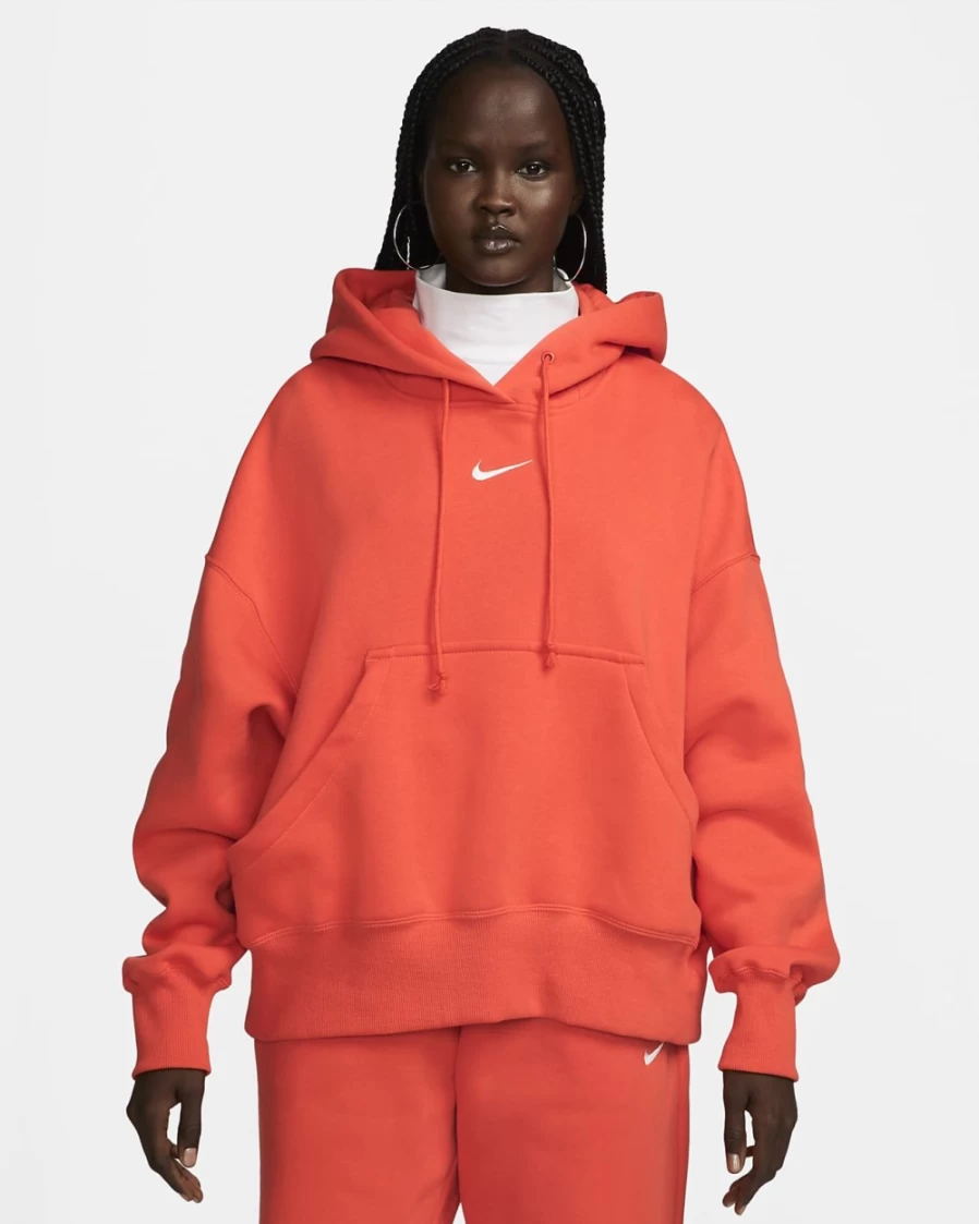 Nike Women's Picante Red/Sail Phoenix Fleece Oversized Pullover Hoodie | Sportswear