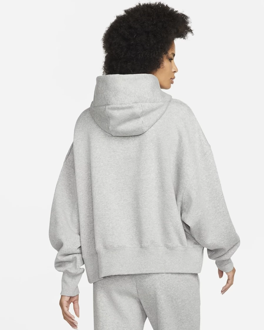 Nike Women's Dark Grey Heather Phoenix Fleece Oversized Pullover Hoodie | Sportswear