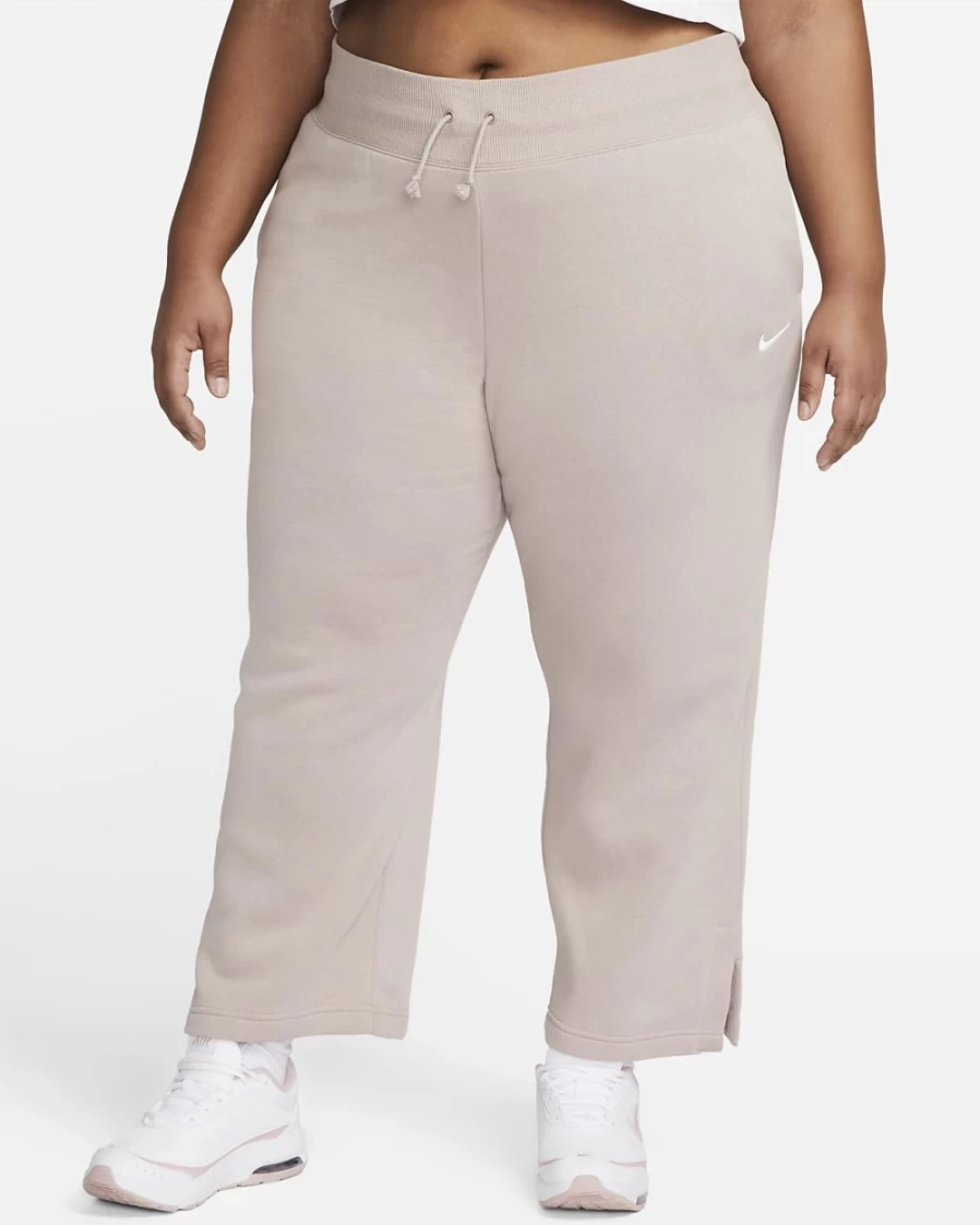 Nike Women's Plus Size High-Waisted Wide-Leg Sweatpants - Diffused Taupe/Sail | Sportswear Phoenix Fleece