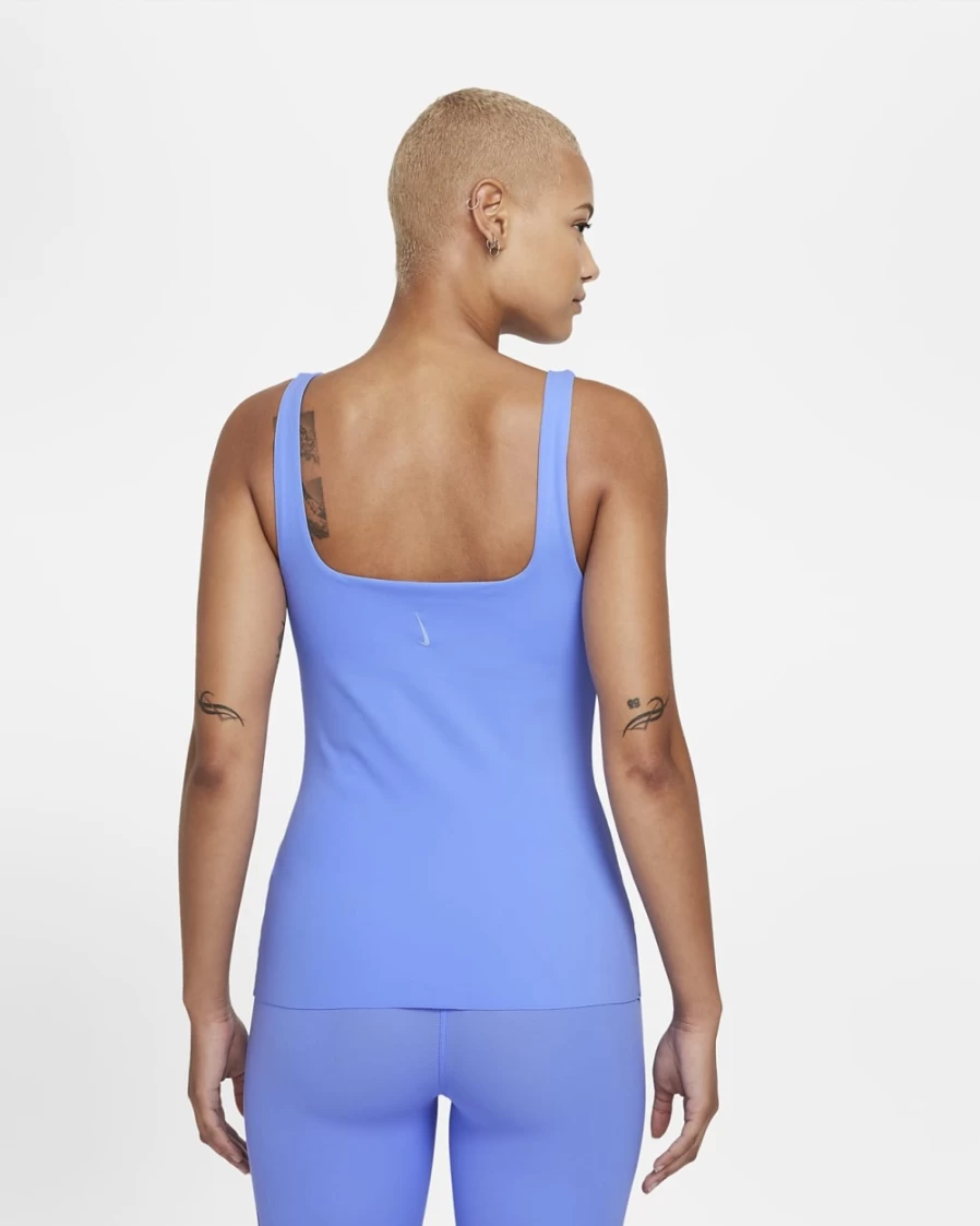 Nike Yoga Luxe Women's Shelf-Bra Tank Top - Royal Pulse/Aluminum - Breathable Workout Top for Women