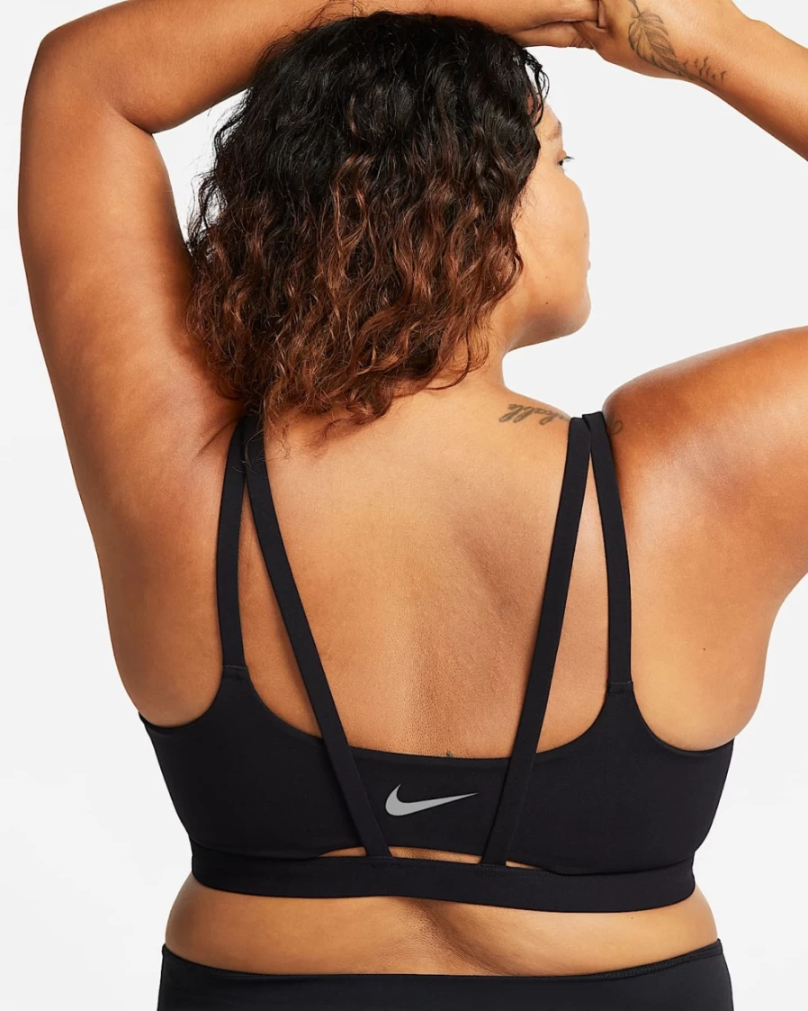 Nike Women's Alate Trace Light-Support Padded Strappy Sports Bra - Plus Size in Black/Sail