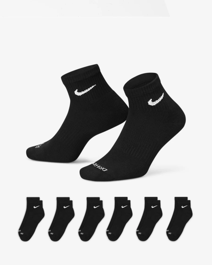 Nike Everyday Plus Cushioned Training Socks 6-Pack - Black/White for Men & Women