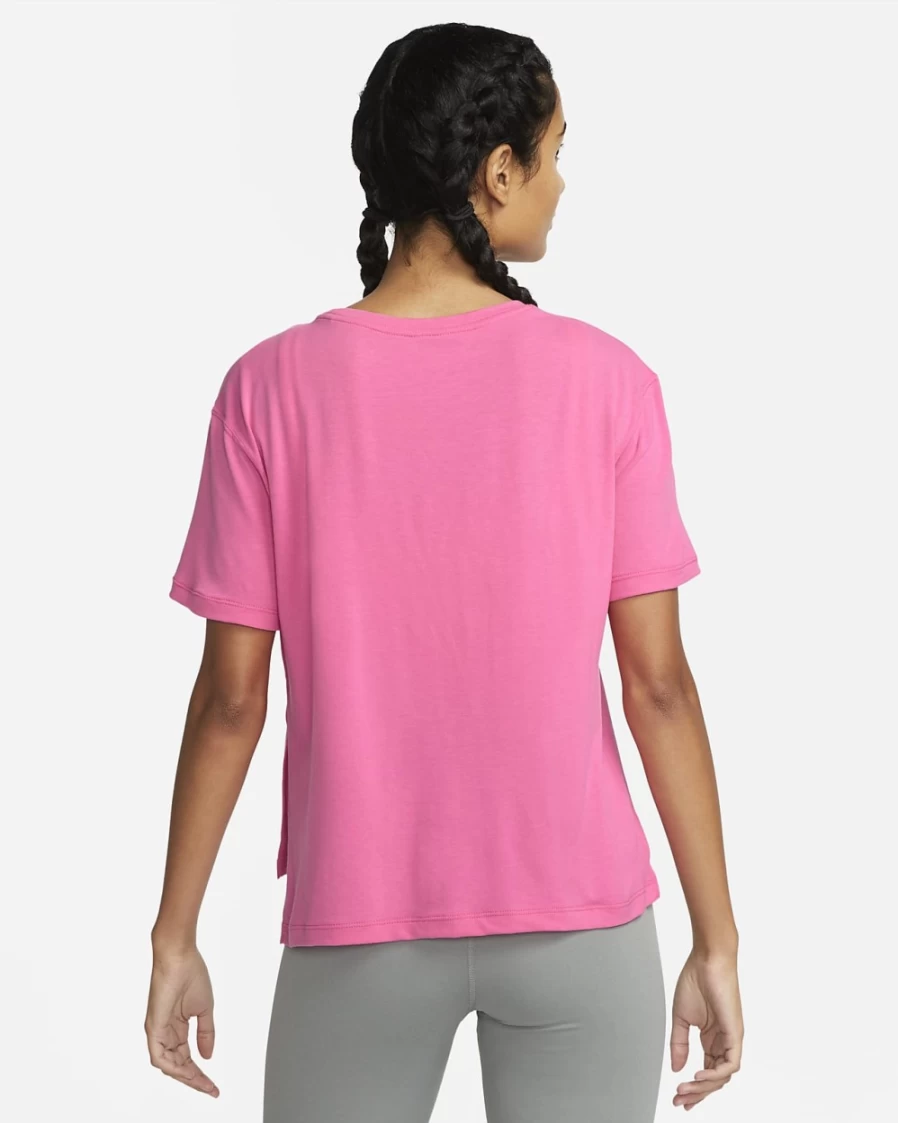 Nike Dri-FIT Yoga Top for Women - Pinksicle/Particle Grey Breathable Workout Shirt