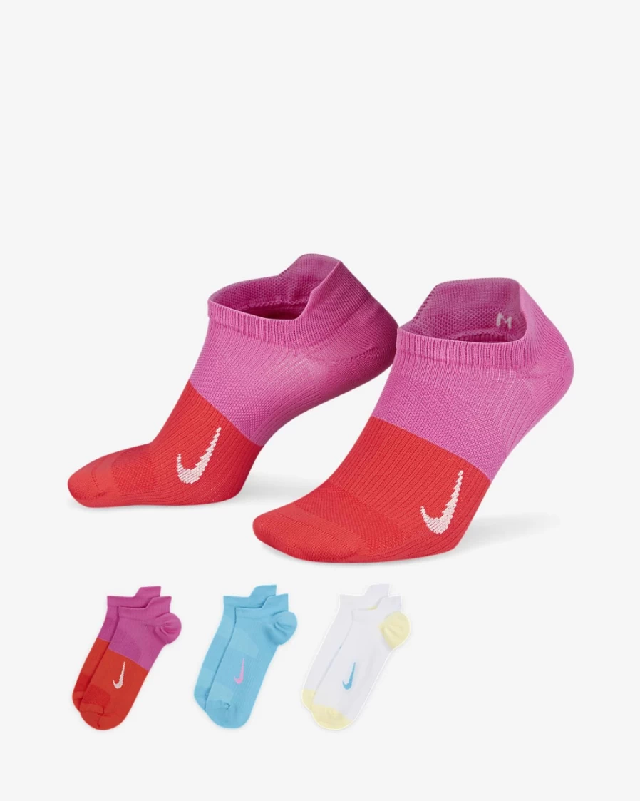Nike Women's Multi-Color No-Show Training Socks - 3 Pairs, Lightweight & Breathable for Everyday Comfort