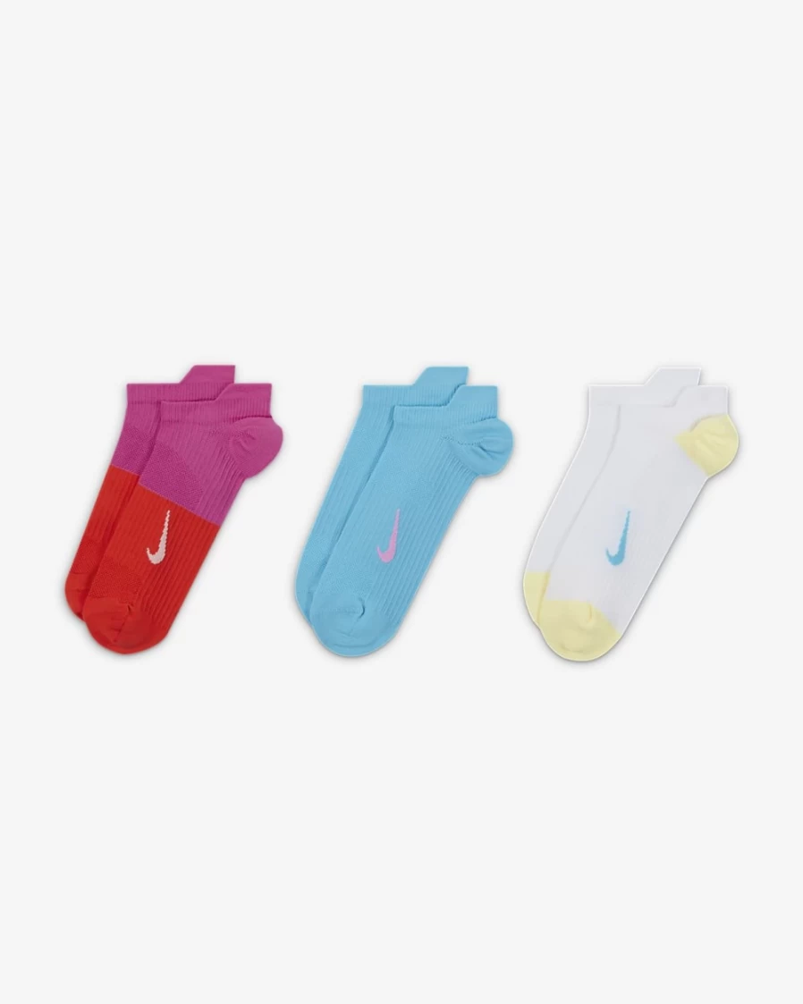 Nike Women's Multi-Color No-Show Training Socks - 3 Pairs, Lightweight & Breathable for Everyday Comfort